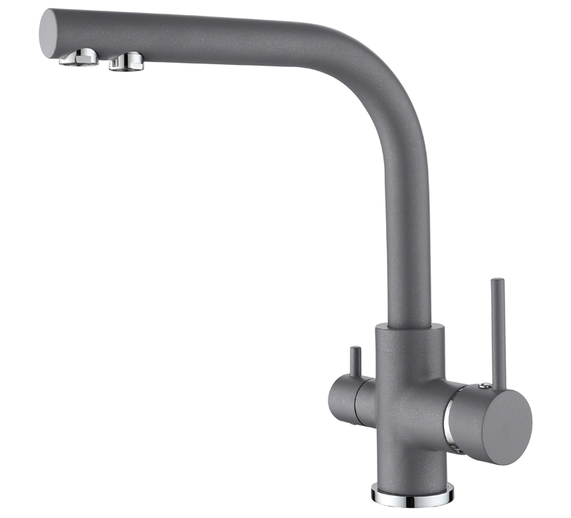 Смеситель кухонный 3 в 1 Helika Akvaduo 2663L-202 Allumetallic