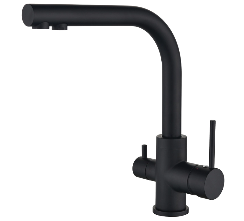 Смеситель кухонный 3 в 1 Helika Akvaduo 2663L-MB Matte Black